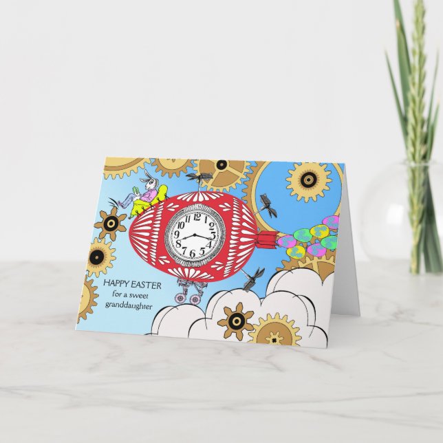 Easter for Granddaughter, Steampunk Easter Bunny Holiday Card (Front)