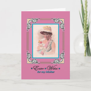 Easter for Mother — Vintage Lady wears Bonnet Holiday Card