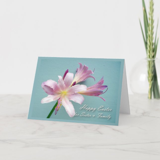 Easter for Sister and Family, Resurrection Lily Holiday Card (Front)