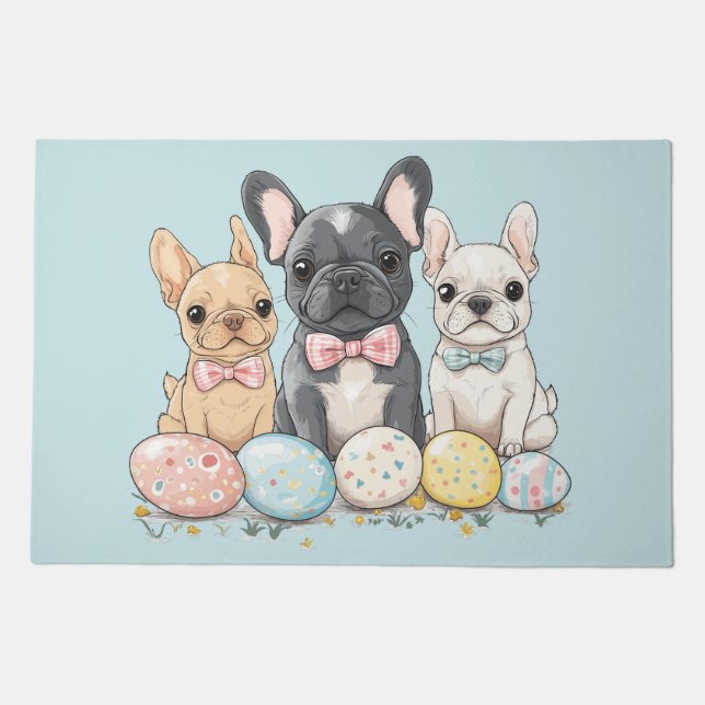 Easter French Bulldogs Doormat (Front)