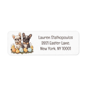 Easter French Bulldogs Label