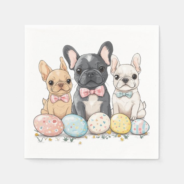 Easter French Bulldogs Napkins (Front)