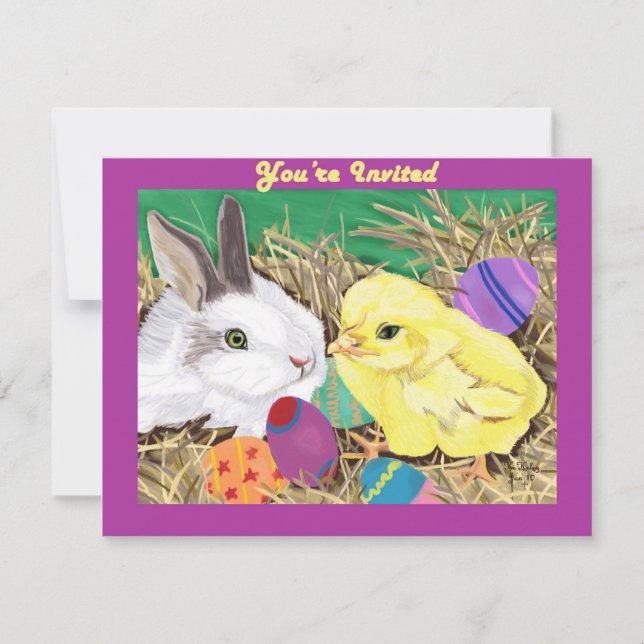 Easter Friends customizable invitation (Front)