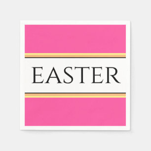 EASTER Fun Bright Pretty Pink White Yellow Stripes Napkins