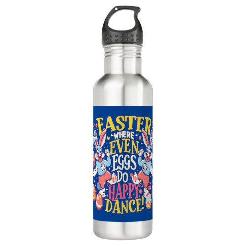 Easter Fun Bunny Egg Dance Quote Artwork Stainless Steel Water Bottle