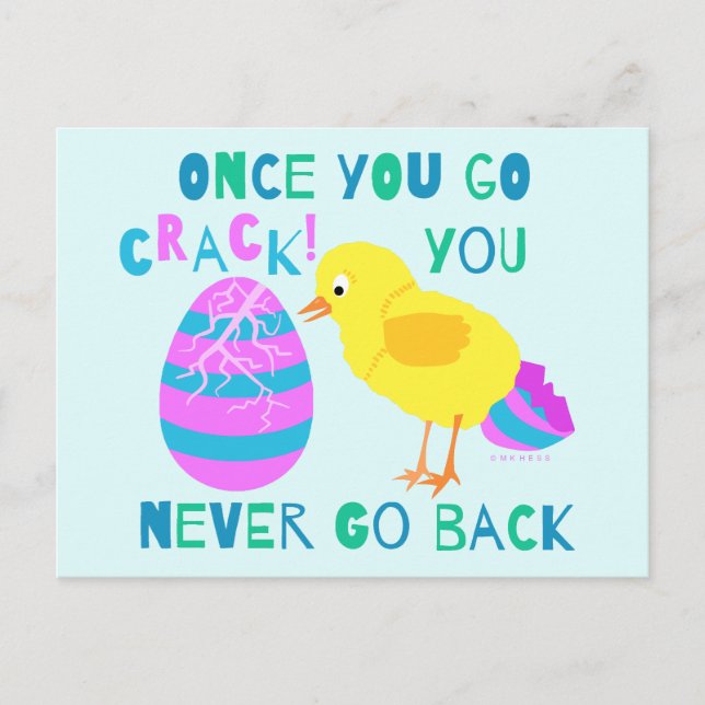 Easter Funny Chick Egg Crack Cartoon Humor Holiday Postcard (Front)