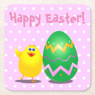 Easter funny chick square paper coaster