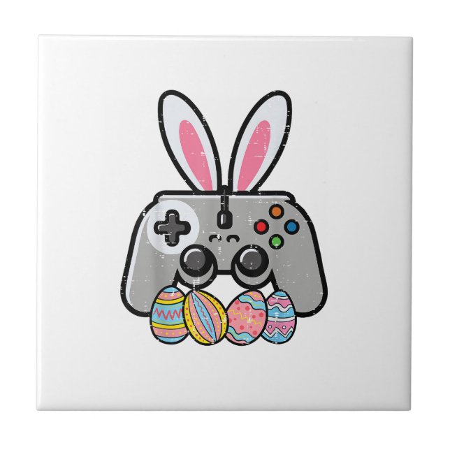 Easter Gaming Controller Bunny Ears Boys Kids Yout Ceramic Tile (Front)