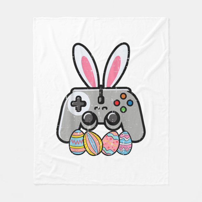Easter Gaming Controller Bunny Ears Boys Kids Yout Fleece Blanket (Front)