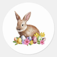 Easter Garden Bunny Easter Classic Round Sticker