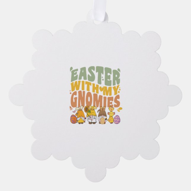 Easter Garden Gnome Egg Hunt   Ornament Card (Front)