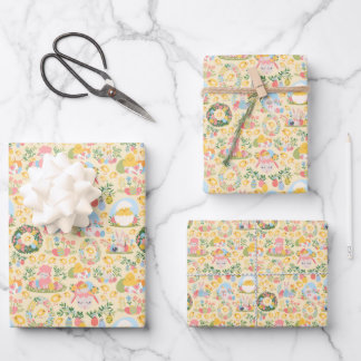 Easter Garden Yellow Spring Wrapping Paper Sheets
