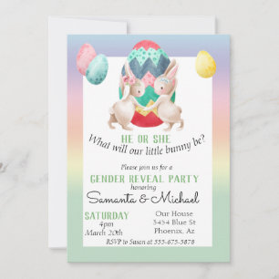 Easter Gender Baby Reveal Party Spring Bunny Invitation