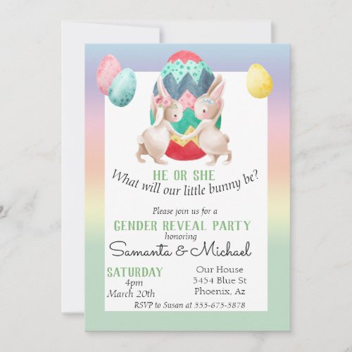 Easter Gender Baby Reveal Party Spring Bunny Invitation
