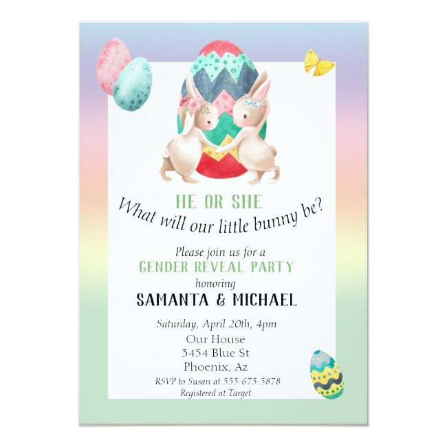 Easter Gender Baby Reveal Party Spring Bunny Invitation