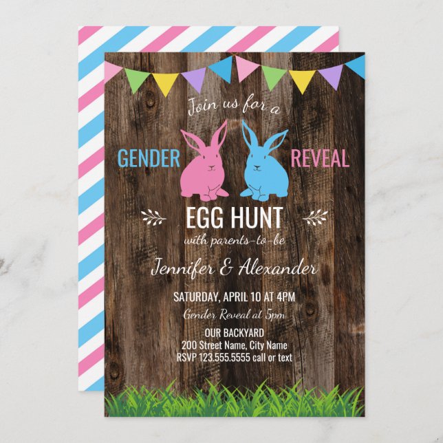 Easter Gender Reveal Invitation (Front/Back)