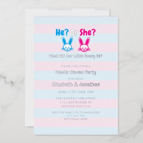 Easter Gender Reveal Party Foil Invitation