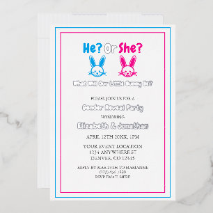 Easter Gender Reveal Party Foil Invitation