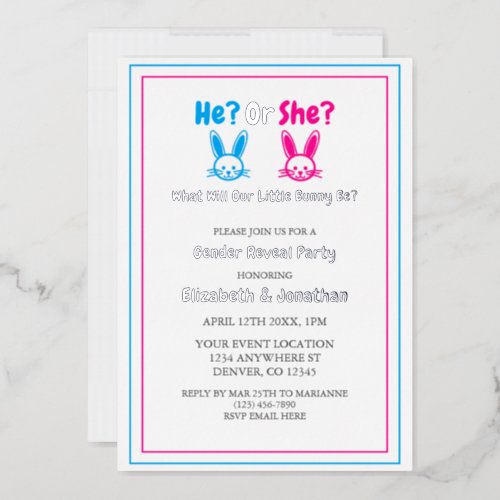 Easter Gender Reveal Party Foil Invitation