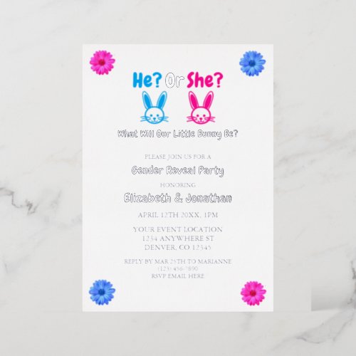Easter Gender Reveal Party Foil Invitation