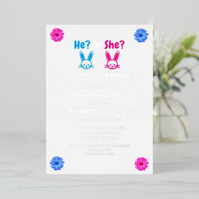 Easter Gender Reveal Party Foil Invitation (Standing Front)