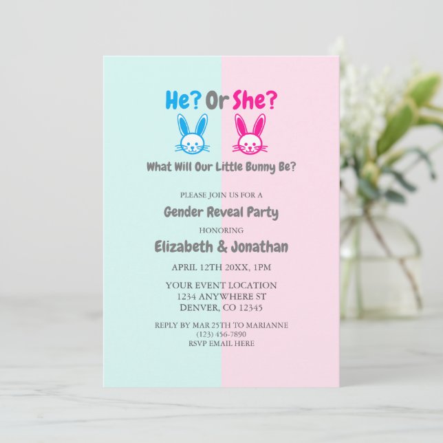 Easter Gender Reveal Party Invitation (Standing Front)