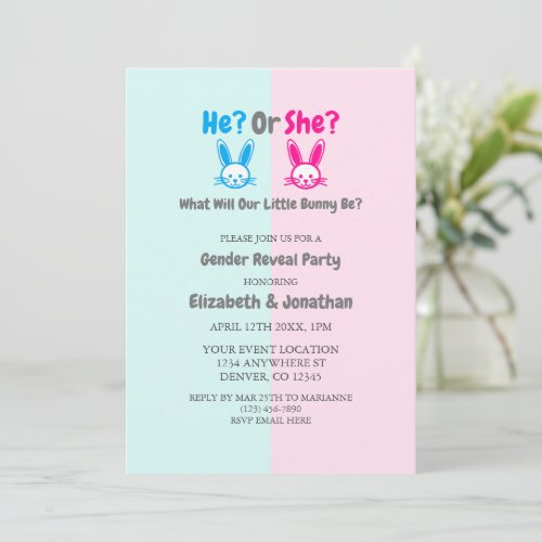 Easter Gender Reveal Party Invitation