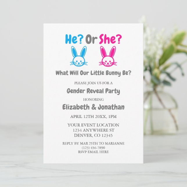 Easter Gender Reveal Party Invitation (Standing Front)