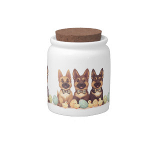 Easter German Shepherd Dogs Candy Jar