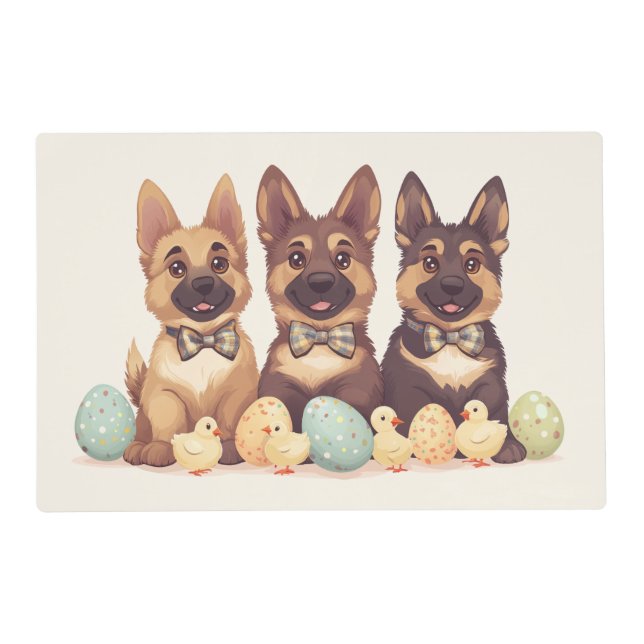 Easter German Shepherd Dogs Placemat (Front)