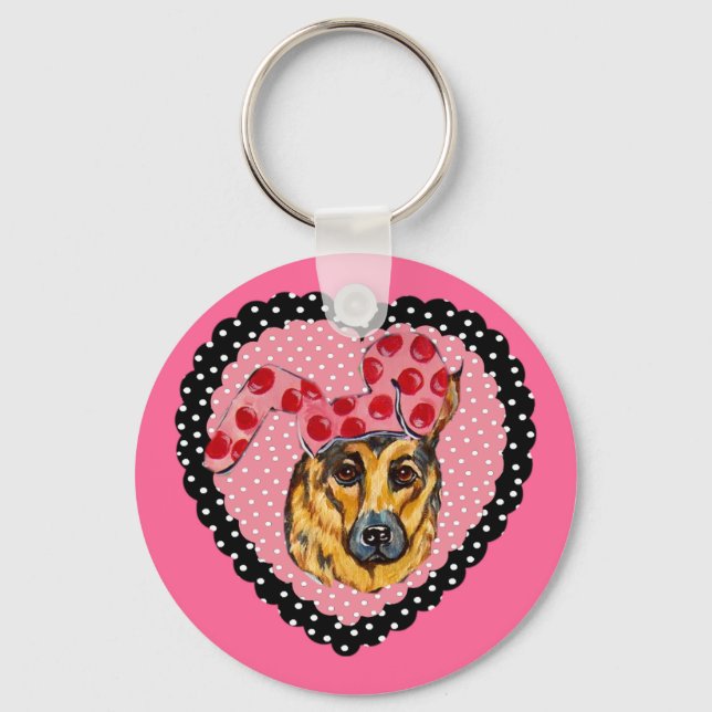 Easter German Shepherd Keychain (Front)