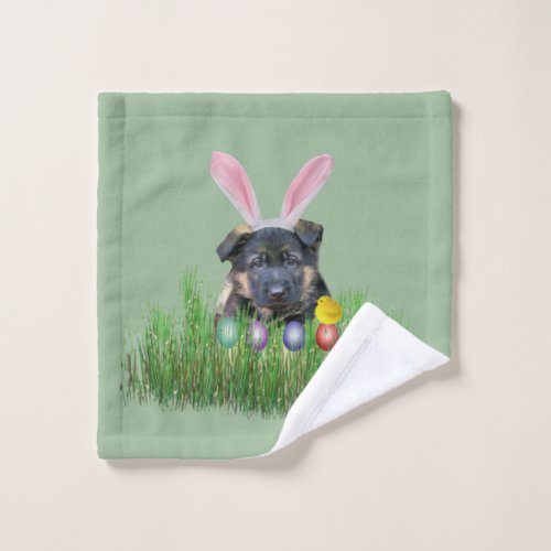 Easter German Shepherd puppy face towel