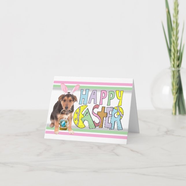 Easter German Shepherd Puppy Holiday Card (Front)