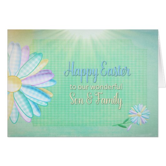 Easter - Gingham Daisy - Son & Family Cards (Front Horizontal)