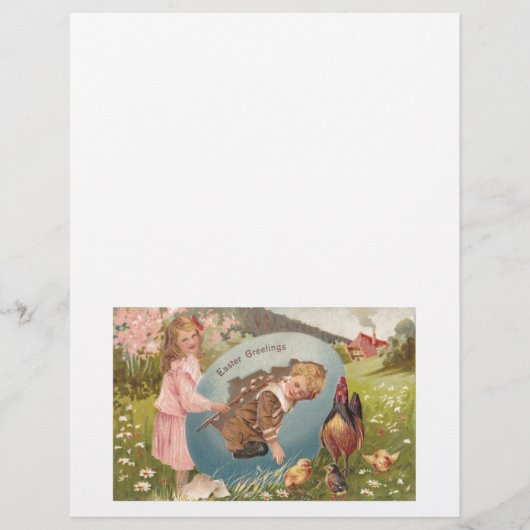 Easter Girl and Boy Victorian Antique Postcard (Front)