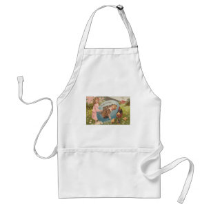 Easter Girl and Boy Victorian Antique Postcard Adult Apron
