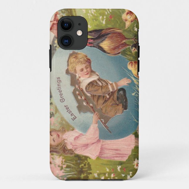 Easter Girl and Boy Victorian Antique Postcard Case-Mate iPhone Case (Back)