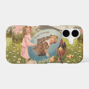 Easter Girl and Boy Victorian Antique Postcard iPhone 17 Case