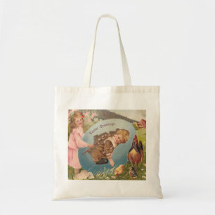 Easter Girl and Boy Victorian Antique Postcard Tote Bag