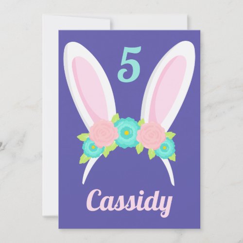 Easter Girl Pretty Purple Chic Floral Birthday Invitation