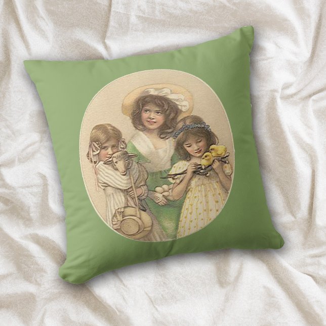 Easter Girls Vintage Art Pillow (Creator Uploaded)