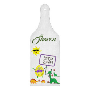 Easter Glass Cutting Board Dinosaur