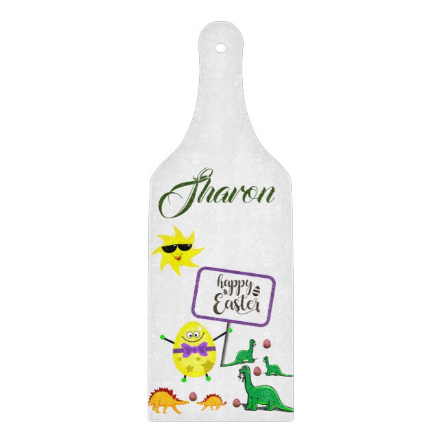 Easter Glass Cutting Board Dinosaur (Front)
