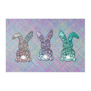 Easter Glitter Pastel Glam Bunnies On Plaid  Acrylic Print