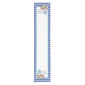 Easter Gnome Bunny Blue Gingham 