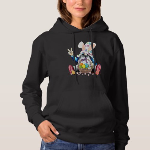 Easter Gnome Bunny Ear With Egg Basket Girl Women  Hoodie