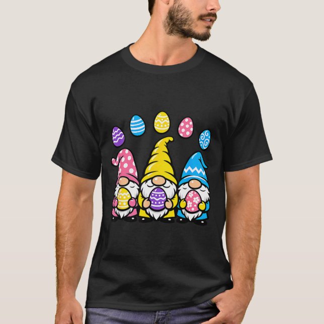 Easter gnome egg trio cute spring  T-Shirt (Front)