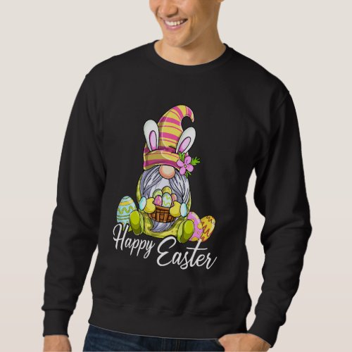 Easter Gnome Eggs Hunting Basket Cute Happy Easter Sweatshirt