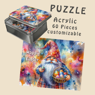Easter Gnome holding Colorful Egg and Basket -  Jigsaw Puzzle