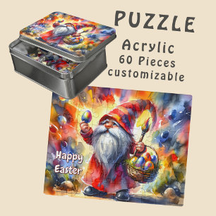 Easter Gnome holding Colorful Egg in Hand - Jigsaw Puzzle